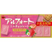 Клубничный шоколад с песочным печеньем Бурбон Альфорт Alfort mini chocolate Strawberry Bourbon, 55 г, Япония