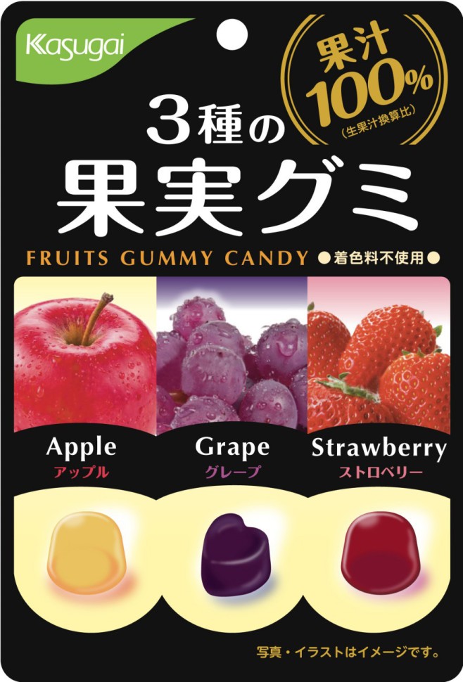 Мармелад Kasugai фруктовое ассорти (яблоко, виноград, клубника), 53г, Япония