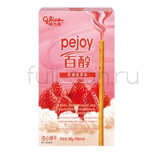 Палочки Pejoy клубника с ванильными сливками, 48г, Китай