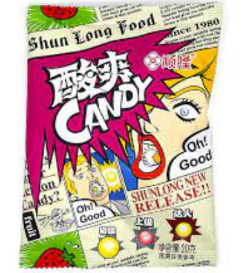 Суперкислые леденцы со вкусом лимона/клубники/колы  Shun Long Food 20гр, Китай