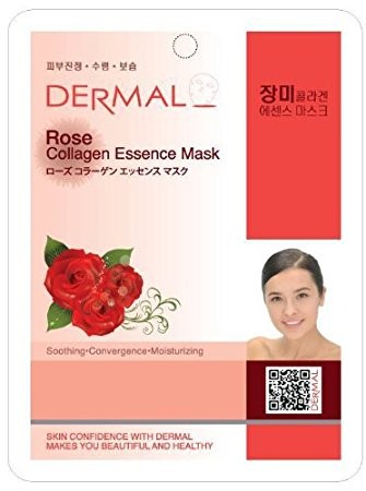 Маска коллагеновая с лепестками розы DERMAL, Япония, 23мл