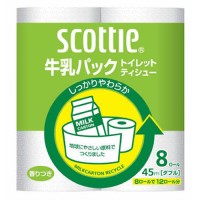 Японская туалетная бумага из переработанной целлюлозы Crecia Scottie двухслойная, 8 рулонов