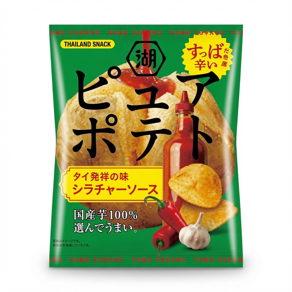Картофельные чипсы Koikeya Pure Potato со вкусом тайского соуса шрирача, Япония