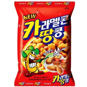 Кукурузные палочки с арахисом в карамельной глазури "Caramel Corns&Peanuts" CROWN, 72 г, Корея 