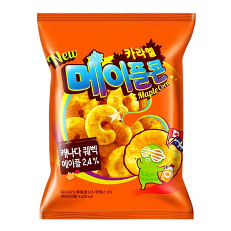 Кукурузные палочки "Краун" с соленой карамелью в клиновом сиропе Corn Caramel Maple, т.м CROWN 74г Корея