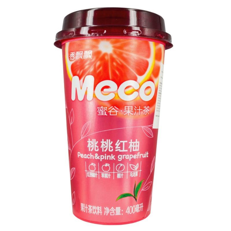 Фруктовый холодный чай Меко с персиком и красным Помело (сладкий) Meco peach & pink grapefruit tea , 400 мл, Китай