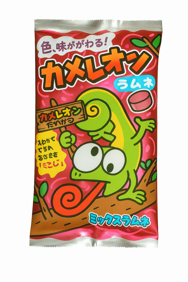 Леденцы Хамелеон со вкусом виноградной шипучки, меняющие цвет языка, 14г, Япония