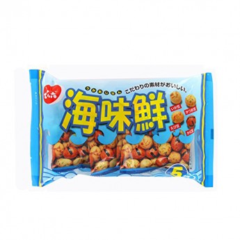 Японские арахисовые снеки "4 вкуса моря" с морепродуктами 5 порций Tabekiri Denroku, 115гг