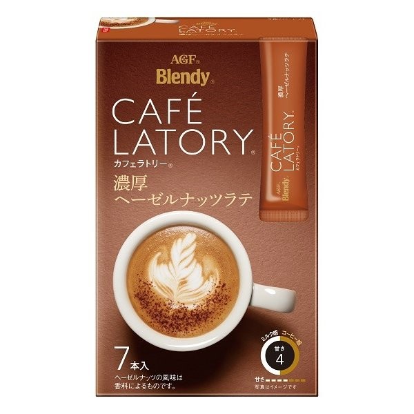 Кофе AGF Cafe Latory латте с жареным фундуком в стиках (7шт х 9,9г), Япония