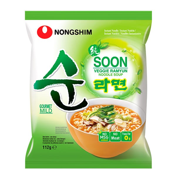 Лапша быстрого приготовления Нонгшим Сун Веги Овощная неострая Soon Veggie Ramyun Noodle Soup Nongshim, 112 г Корея