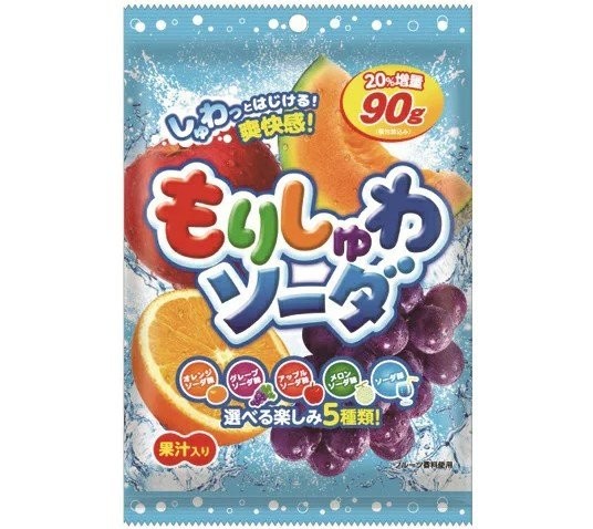 Леденцы со вкусом газировок - содовая, виноград, дыня, апельсин, яблоко RIBON«Morishuwa Soda», 90г, Япония