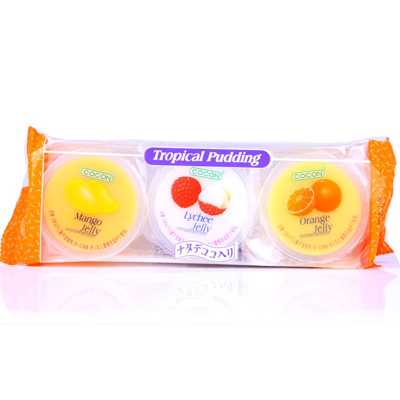 Кокосовое желе с фруктовыми соками Манго, Личи и Дыни, 3 х 80г, Малайзия