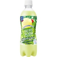 Крем-сода Калпис тайваньская дыня и мороженое Asahi Calpis Melon Cream Soda (газированный йогуртовый напиток), 500 мл, Япония