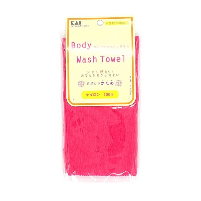Нейлоновая жесткая мочалка для тела Kai Body Towel Stiff (ярко-розовая/синяя), Япония