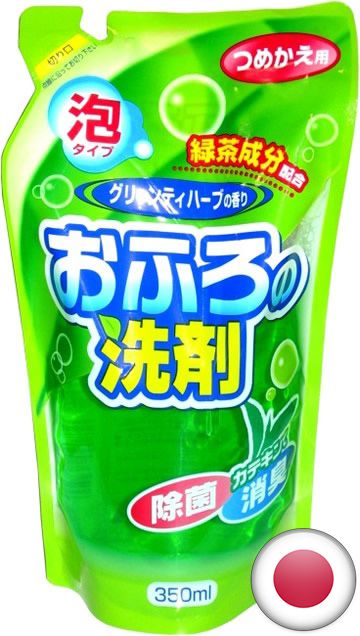 Пенящееся чистящее средство для ванны Rockey Soap - зеленый чай и травы (сменная упаковка), 350мл