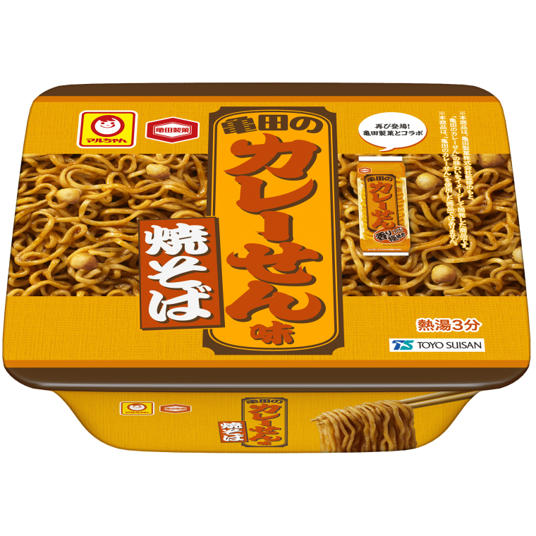 Лапша жареная бп Маручан с кусочками рисового печенья Сэмбэй Карри Maruchan Toyo Suisan Curry Senbei, 108 г, Япония