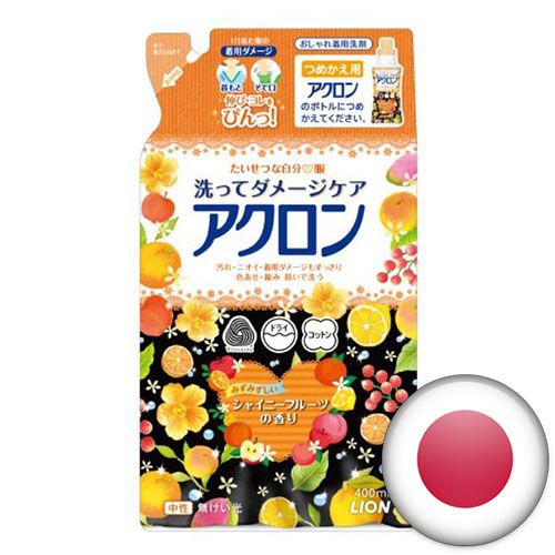 Жидкое средство Lion "Acron" для стирки деликатных тканей с фруктовым ароматом(сменная упаковка), 400мл