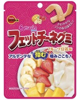 Кислый мармелад со вкусом Тофу-пудинга и фруктов (манго, клубника, банан) Fettuccine gummi BOURBON, 50 г Япония