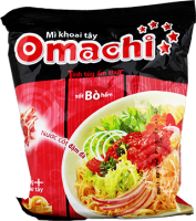 Яичная лапша быстрого приготовления OMACHI на мясном бульоне, с вялеными томатами и говядиной, 82г