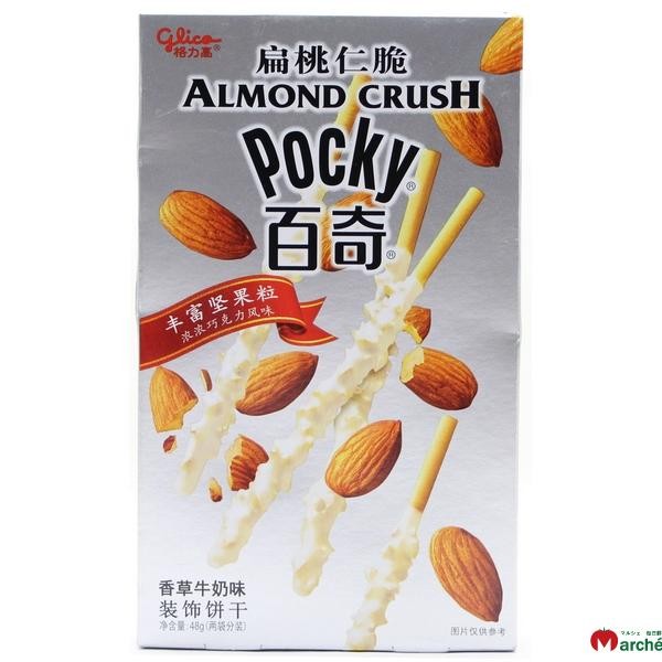 Палочки Pocky в шоколаде, миндаль в белом шоколаде, 48г, Китай