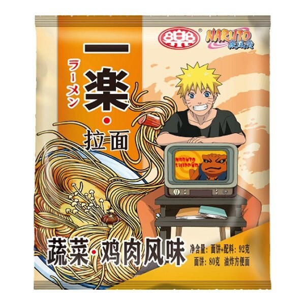 Лапша бп Ичираку Рамен со вкусом курицы Наруто Naruto Yile Noodles, пачка, 92 г, Китай