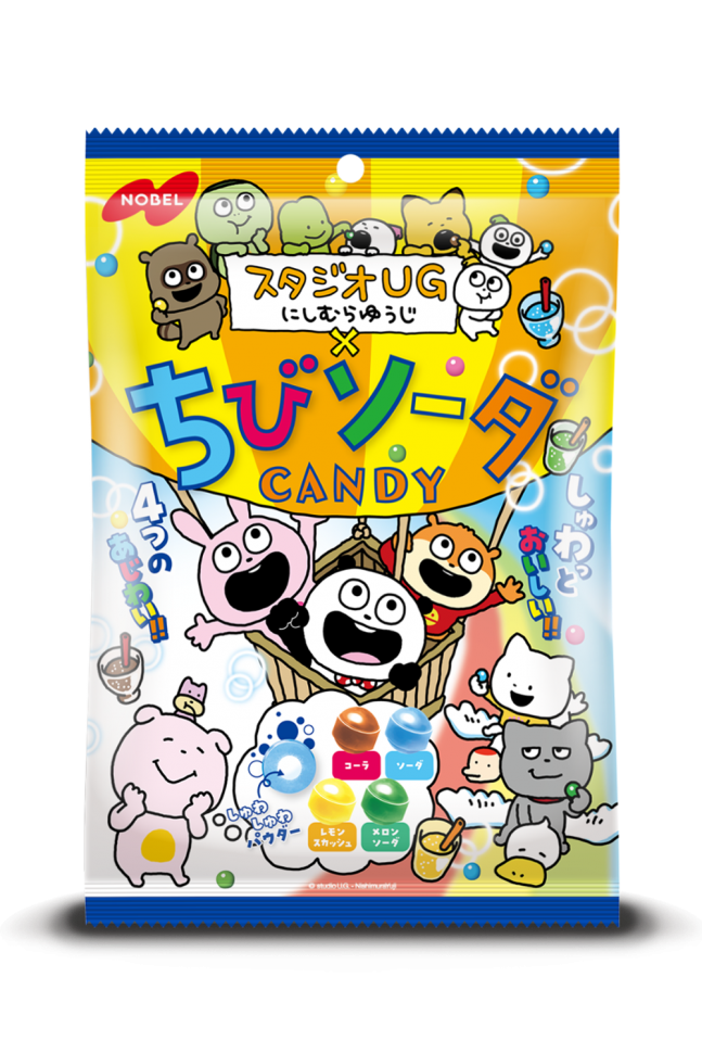 Леденцы Nobel "Chibi soda" (вкусы колы, дынной содовой, классической содовой, лимонной содовой), 80г