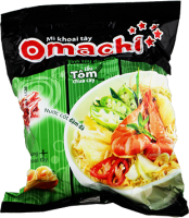 Яичная лапша быстрого приготовления OMACHI на мясном бульоне со вкусом кисло-острых креветок, 79 г, Вьетнам