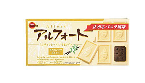 Белый шоколад с ванильным вкусом и бисквитным какао-печеньем внутри Alfort Mini Chocolate Bourbon, 55 г, Япония