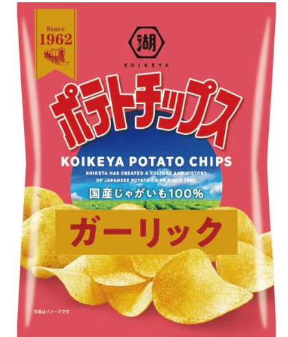 Японские картофельные чипсы "Свежий картофель" с чесноком Коике-я, KOIKE-YA 60 г