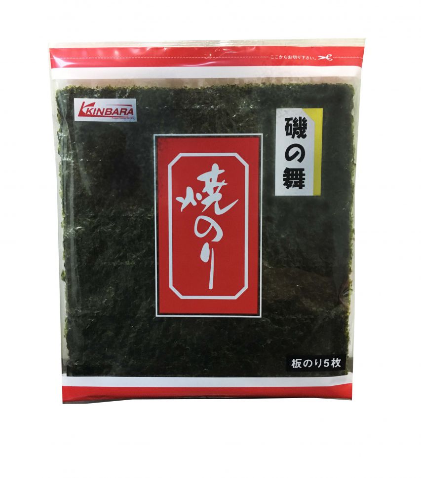 Японские водоросли нори "Яки Нори" (обжаренные) для роллов и онигири KINBARA, 5 листов, 33г