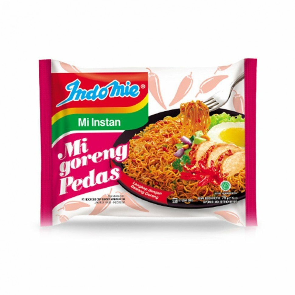 Лапша индонезийская c острым перцем чили и курицей Mi Goreng (жареная) HOT SPICY , 79г