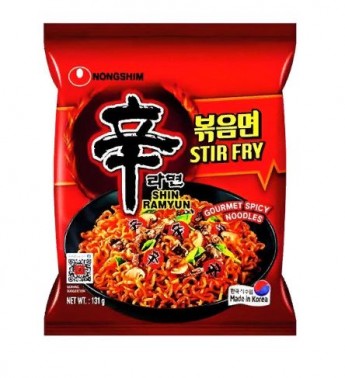 Лапша бп Нонгшим Шин Рамен, обжаренная во фритюре, с мясом и овощами Shin Ramyun Stir Fry Nongshim, 131 г, Корея