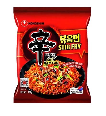 Лапша бп Нонгшим Шин Рамен Стир Фрай, обжаренная во фритюре, с мясом и овощами Shin Ramyun Stir Fry Nongshim, 131 г, Корея