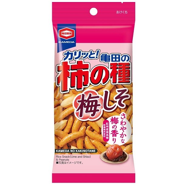 Рисовые снеки Какинотане KAMEDA с арахисом со вкусом сливы и шисо, 57г, Япония