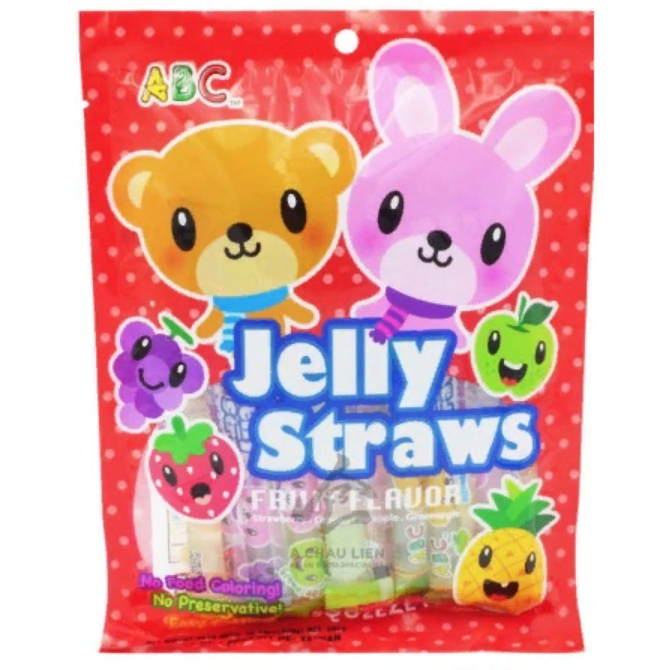 Трубочки желе - виноград, ананас, яблоко, клубника "Зайчик и медвежонок" ABC, 300г, Тайвань