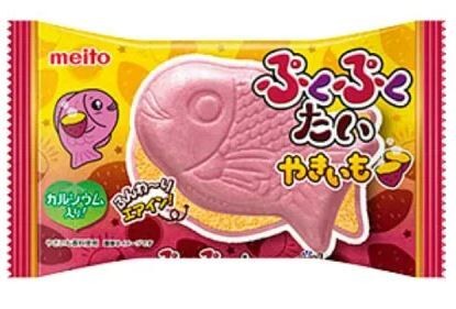 Вафельное печенье "Тайяки" рыбка с жареным бататом Meito 16,5г, Япония