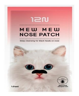 Очищающие патчи-полоски для носа YURICOS Mew Mew, 1 шт, Корея