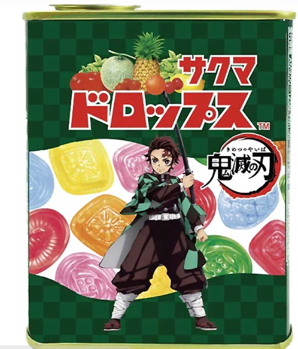 Леденцы Сакума "аниме Истребитель Демонов Кимецу-но-Яиба" ассорти (7 фруктовых вкусов) в жест/банке Sakuma Seika 71г, Япония