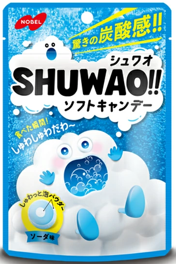 Жевательная конфета Nobel "SHUWAO"со вкусом рамунэ с пенящейся начинкой, 30г, Япония