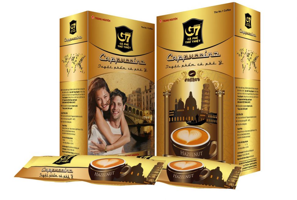 Вьетнамский натуральный растворимый кофе "Капучино Лесной орех" (Cappuccino Hazelnut), 12х18г