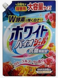 Жидкое средство "White Bio Gel" для стирки (с ферментами, аромат цветочного букета), Nihon, Япония 
