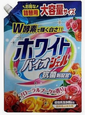 Жидкое средство "White Bio Gel" для стирки (с ферментами, аромат цветочного букета), Nihon, Япония 