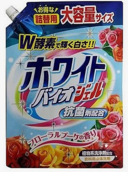 Жидкое средство "White Bio Gel" для стирки (с ферментами, аромат цветочного букета), Nihon, Япония