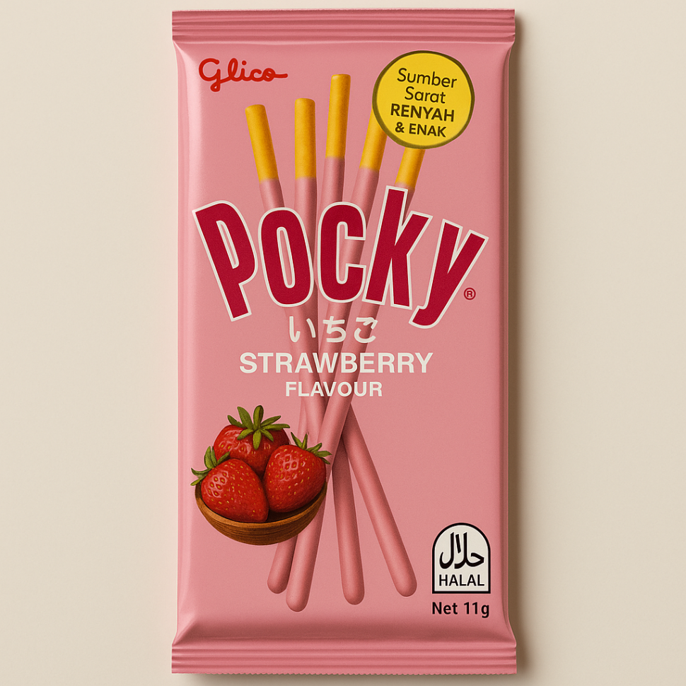 Палочки Поки со вкусом клубники Pocky Glico, Индонезия