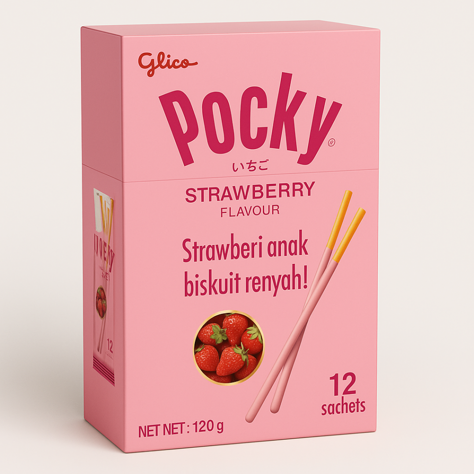 Палочки Поки со вкусом клубники Pocky Glico, Индонезия