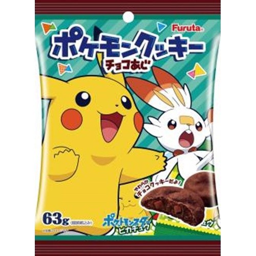 Мягкое шоколадное печенье с пастой Адзуки и кусочками шоколада "Покемон" Фурута Furuta Pokemon Sun & Moon, 52 г, Япония