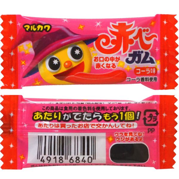 Жевательная резинка "Красный язык" со вкусом колы Marukawa Red Cola, 4г, Япония