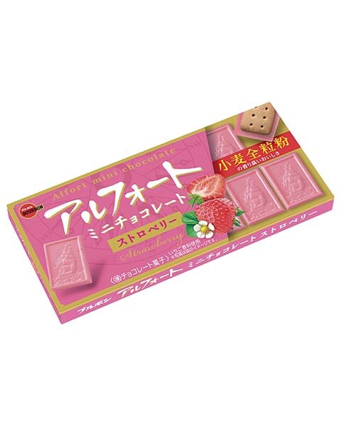 Клубничный шоколад с песочным печеньем Бурбон Альфорт Alfort mini chocolate Strawberry Bourbon, 55 г, Япония