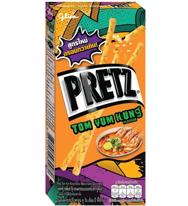 Хрустящие палочки со вкусом Том Ям Кунг GLICO PRETZ , 23г, Индонезия