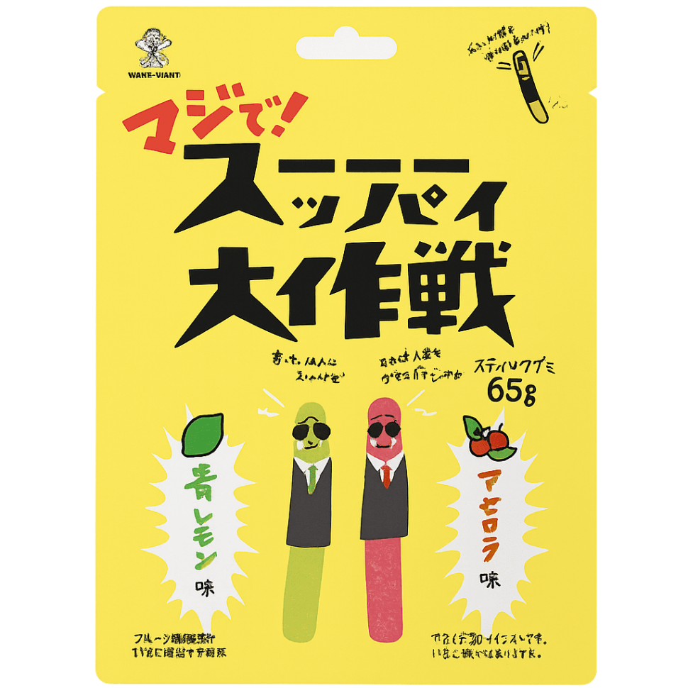 Жевательный мармелад Червячки "Хочу-Хочу" Зеленый лимон и Ацерола,Want Want Japan Co. 60г Япония